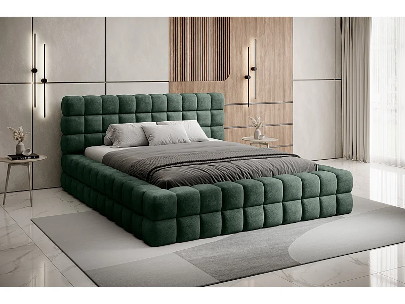 Bett Dario S (140x200)/Stoffbezug/Grün