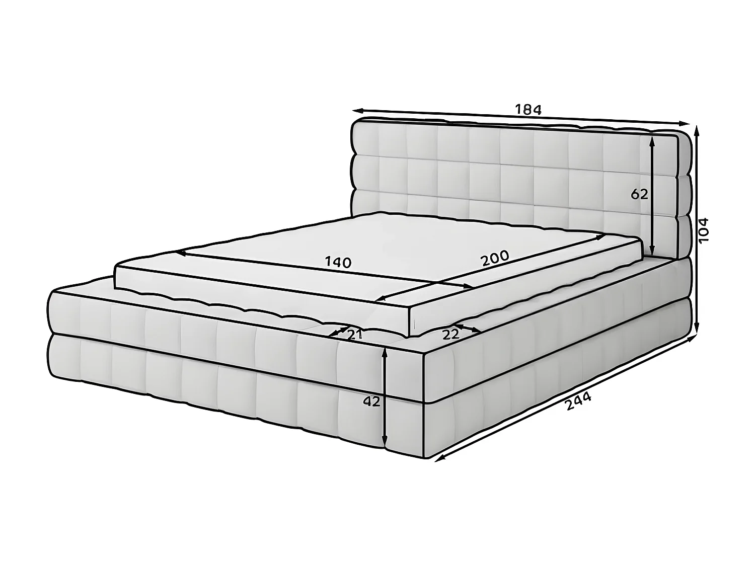 Letto Dario S (140x200)/Tessuto/Verde