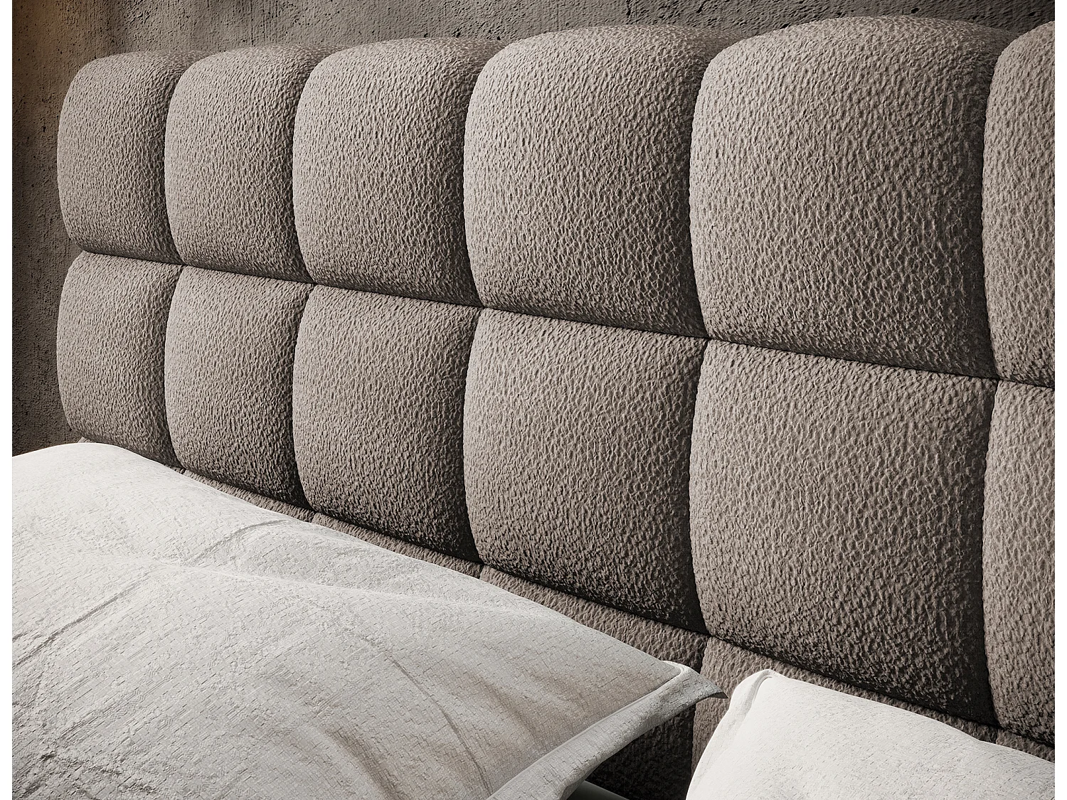 Lit avec coffre de rangement Kopa prestige – Revêtement tissu capitonné-Marron-160x200