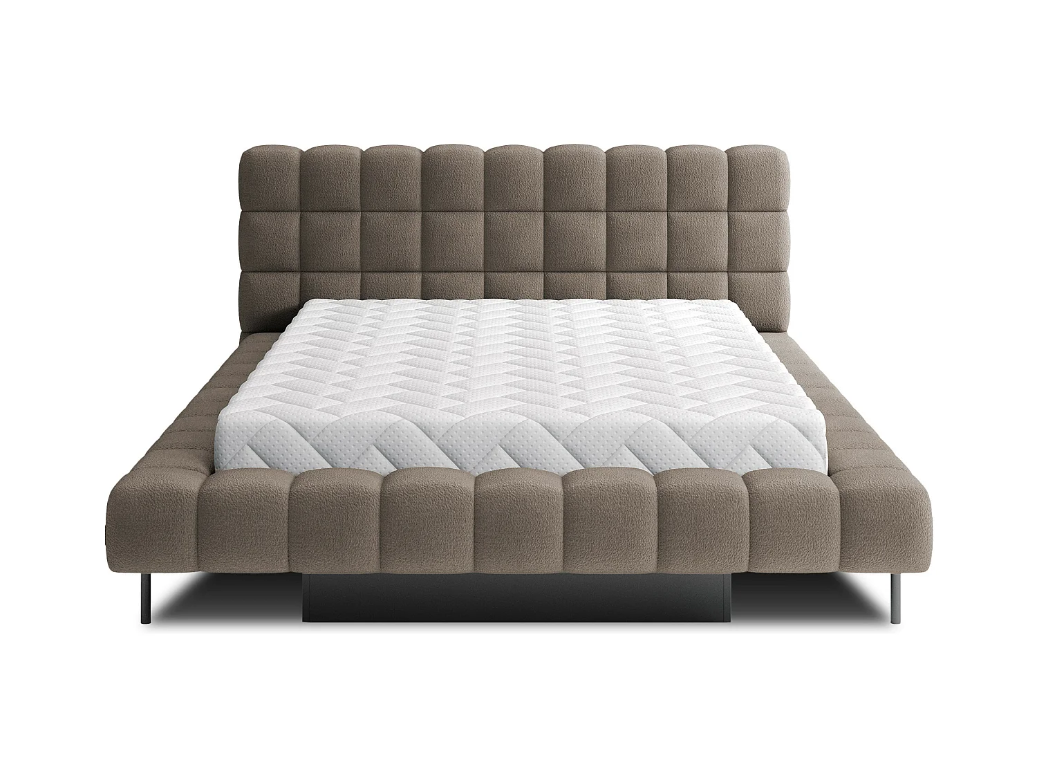 Lit avec coffre de rangement Kopa prestige – Revêtement tissu capitonné-Marron-160x200