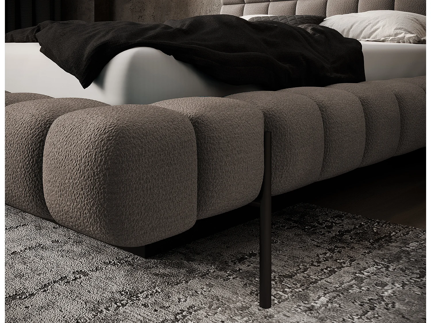 Bed met Kopa prestige opbergbox – Gewatteerde stoffen bekleding-Kleur Bruin-Slapen 160x200cm