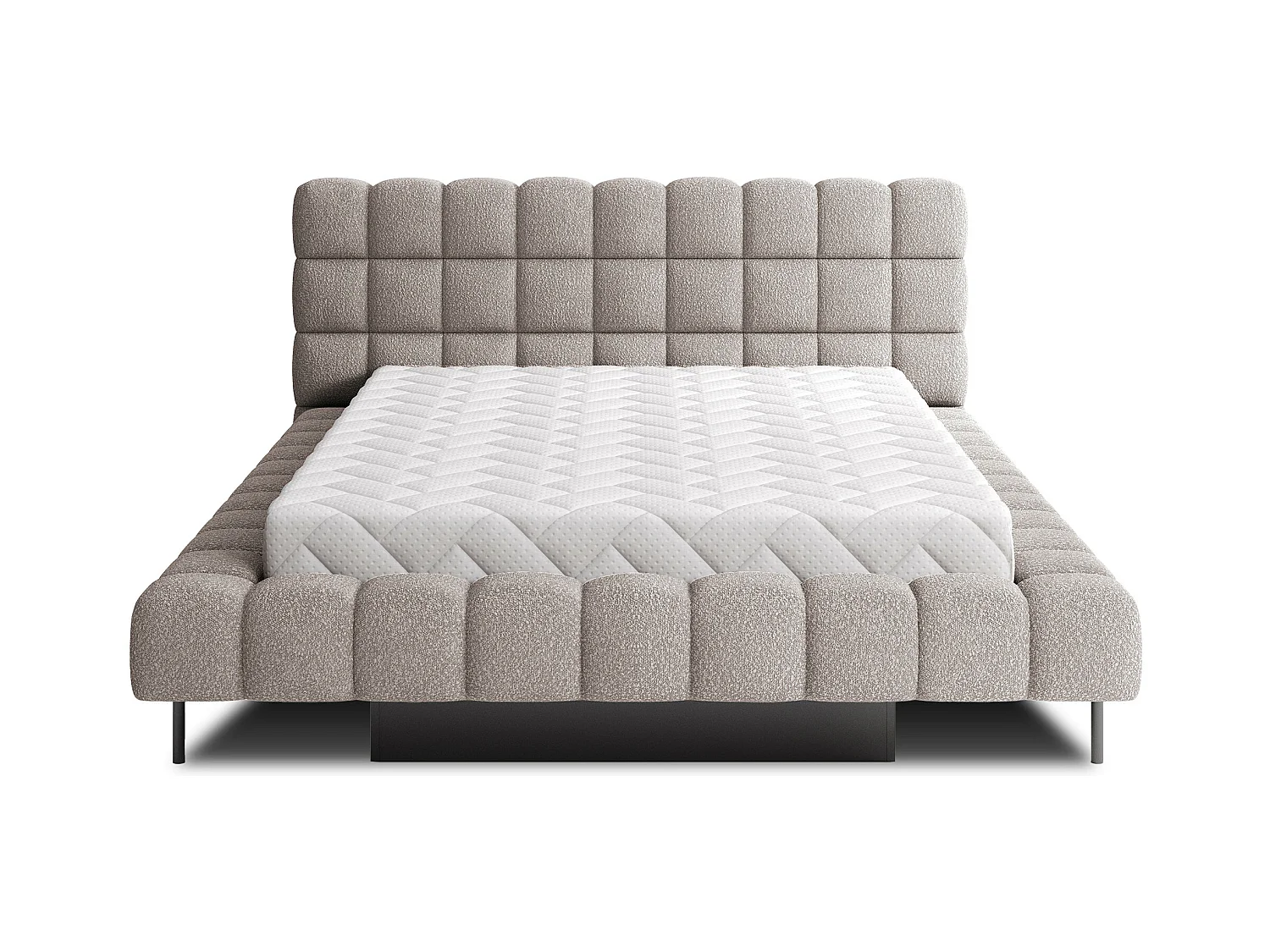 Lit avec coffre de rangement Kopa prestige – Revêtement tissu capitonné-Gris taupe-160x200