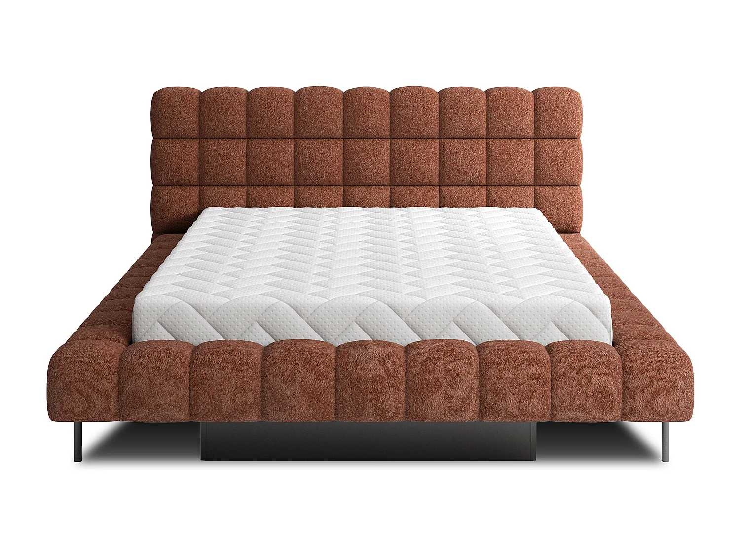 Bed met Kopa prestige opbergbox – Gewatteerde stoffen bekleding-Kleur Tomette rood-Slapen 180x200cm