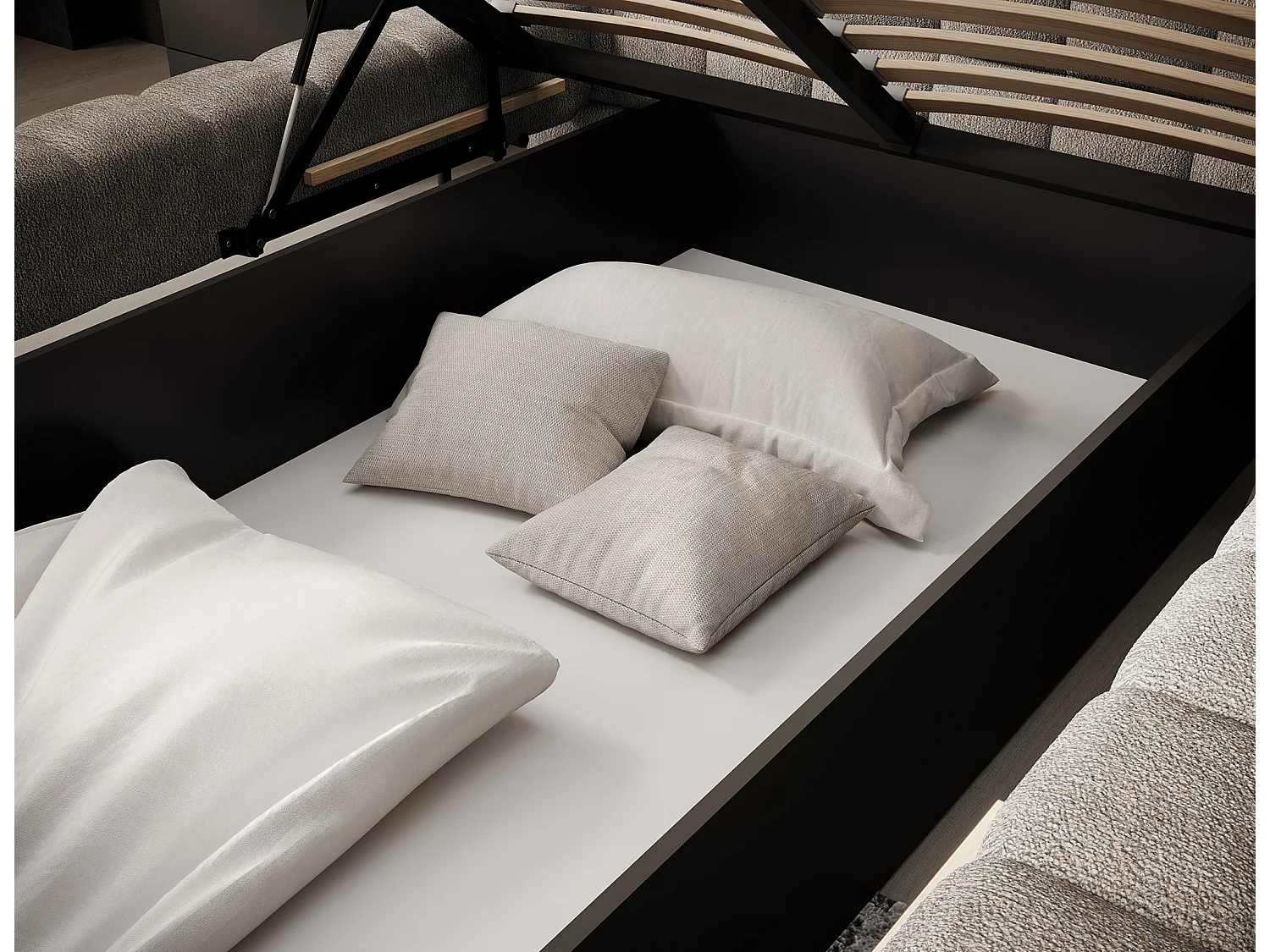 Letto con contenitore con base Ezio grigio 160x200