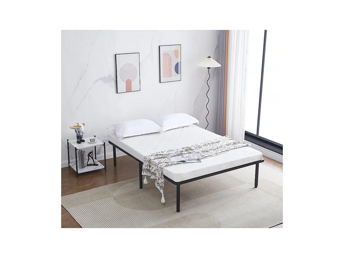 Sommier à lattes + pieds pour matelas - 140 x 190 cm - 26 lattes