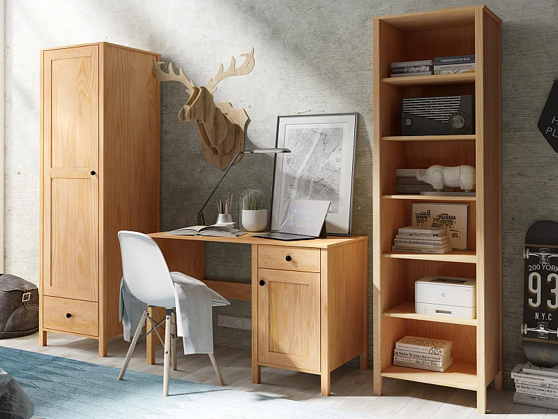 Bücherregal Prestige I schmal aus Holz, Farbe Eiche