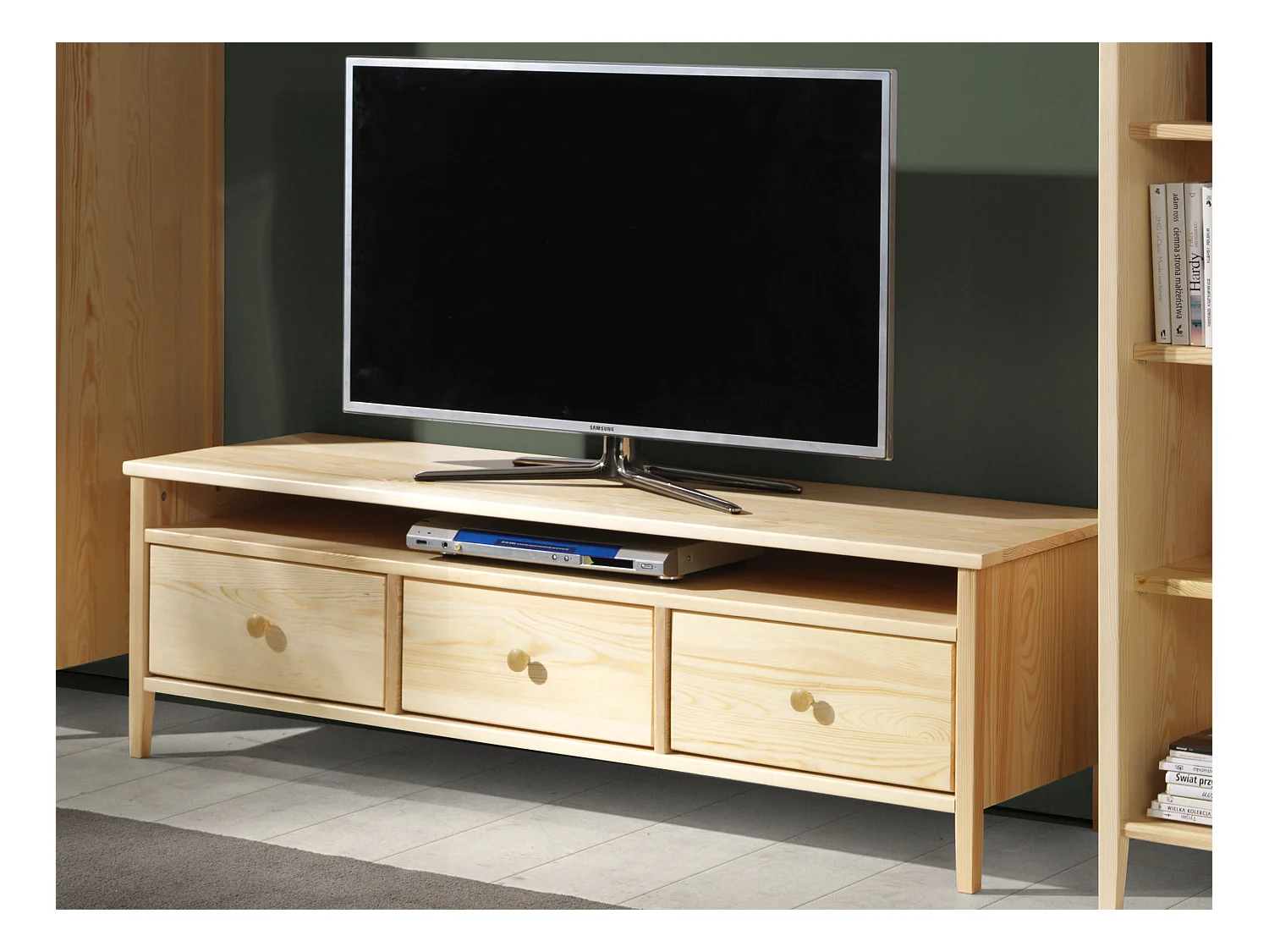 Table RTV 143 Colorado 3 tiroirs en bois, couleur pin