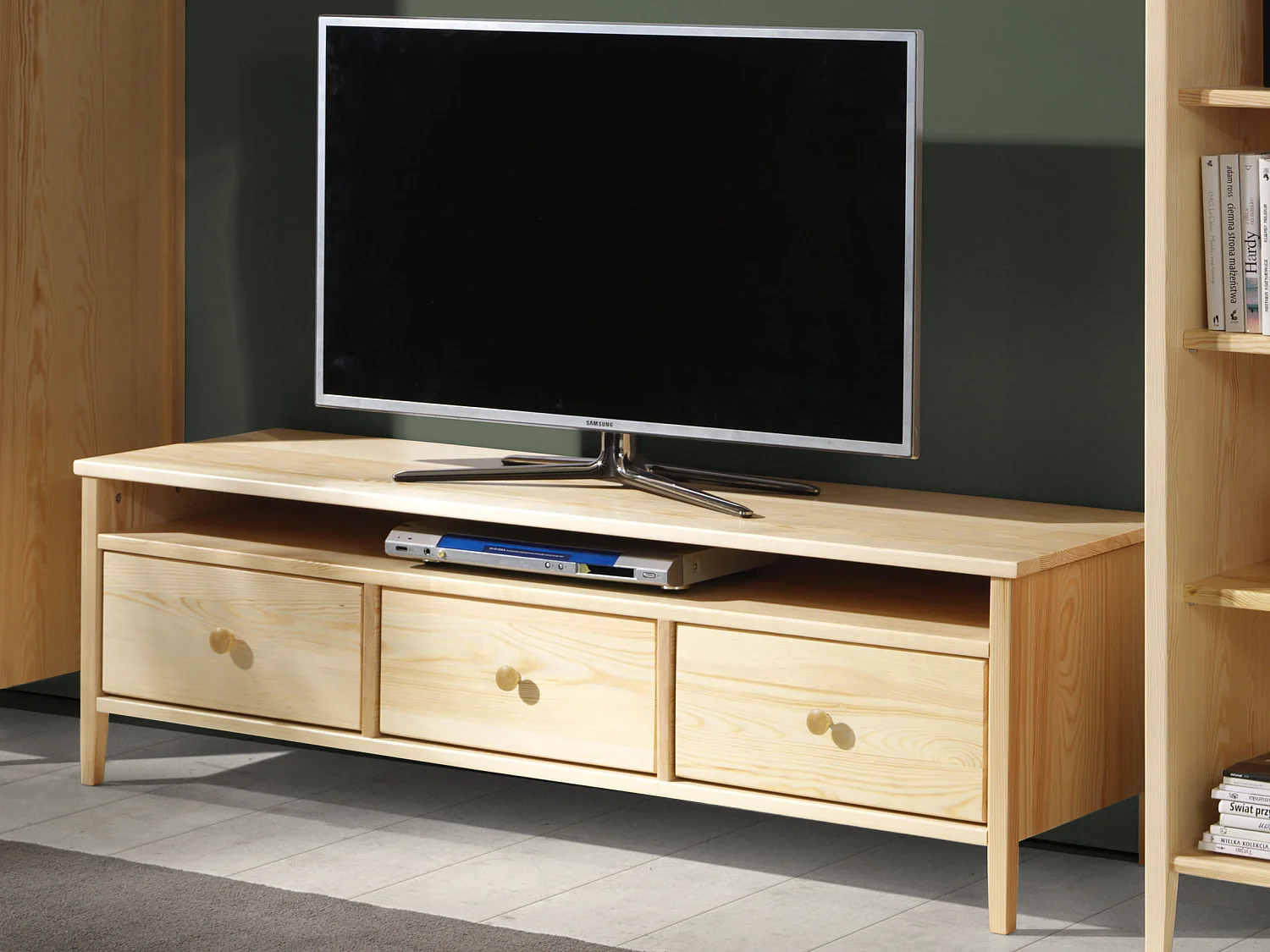 Table RTV 143 Colorado 3 tiroirs en bois, couleur pin