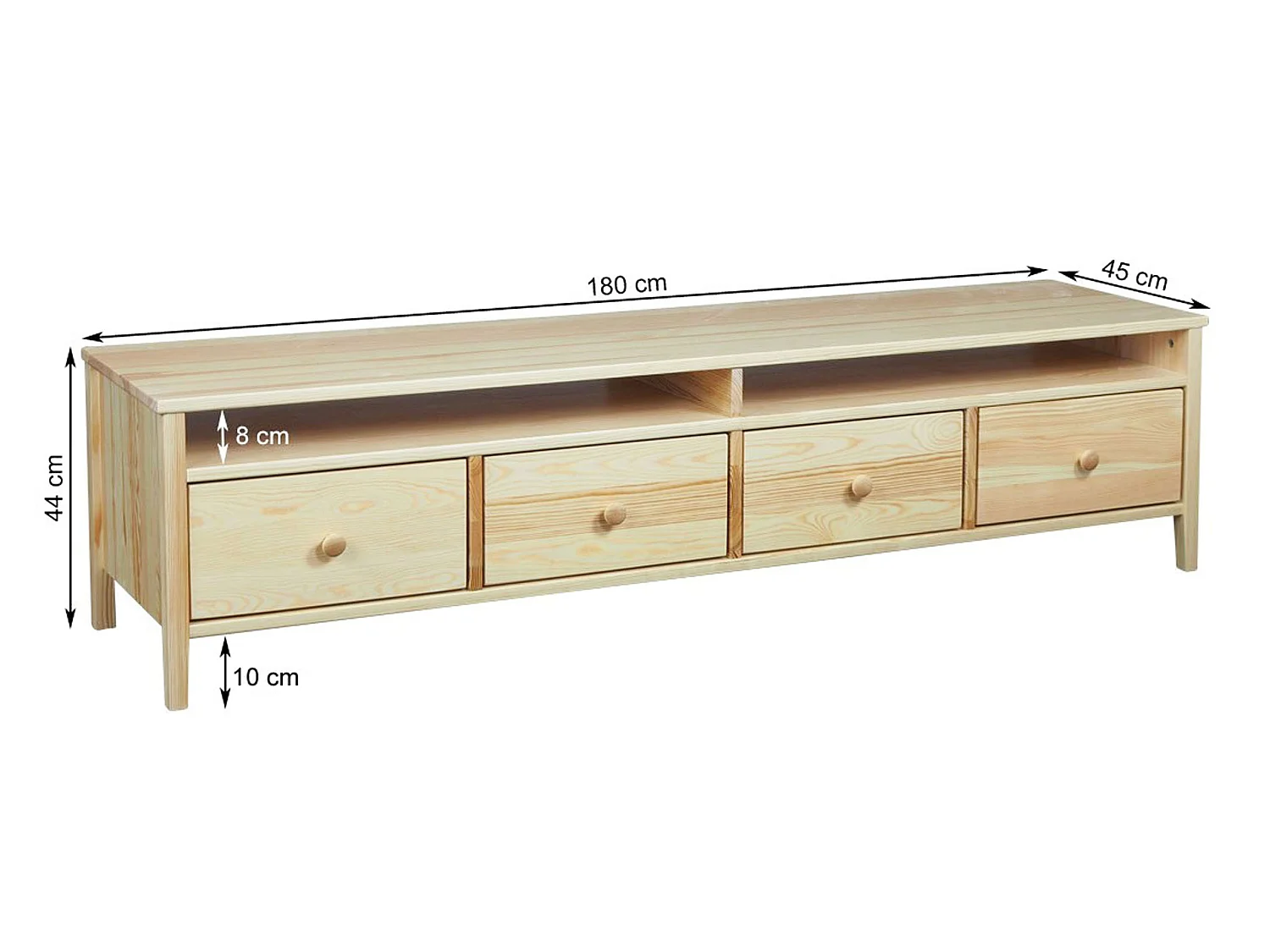 Szafka RTV drewniana 180 cm Colorado z 4 szufladami, kolor sosnowy