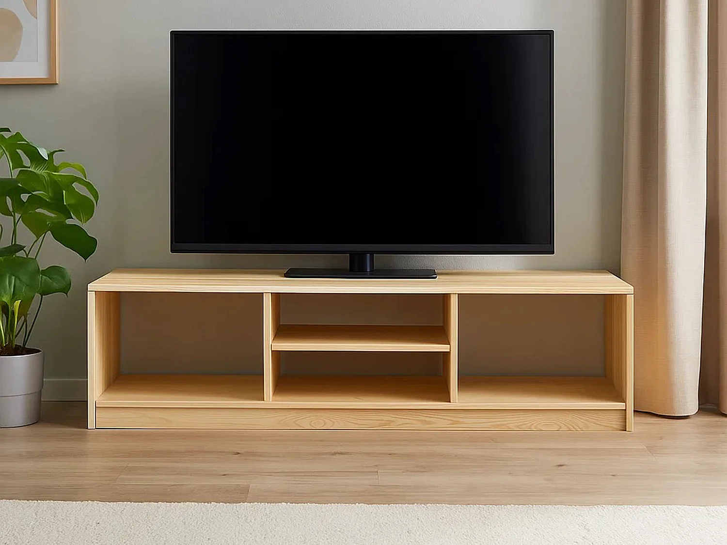 Stolik RTV 160 cm EKO drewniany, kolor sosnowy