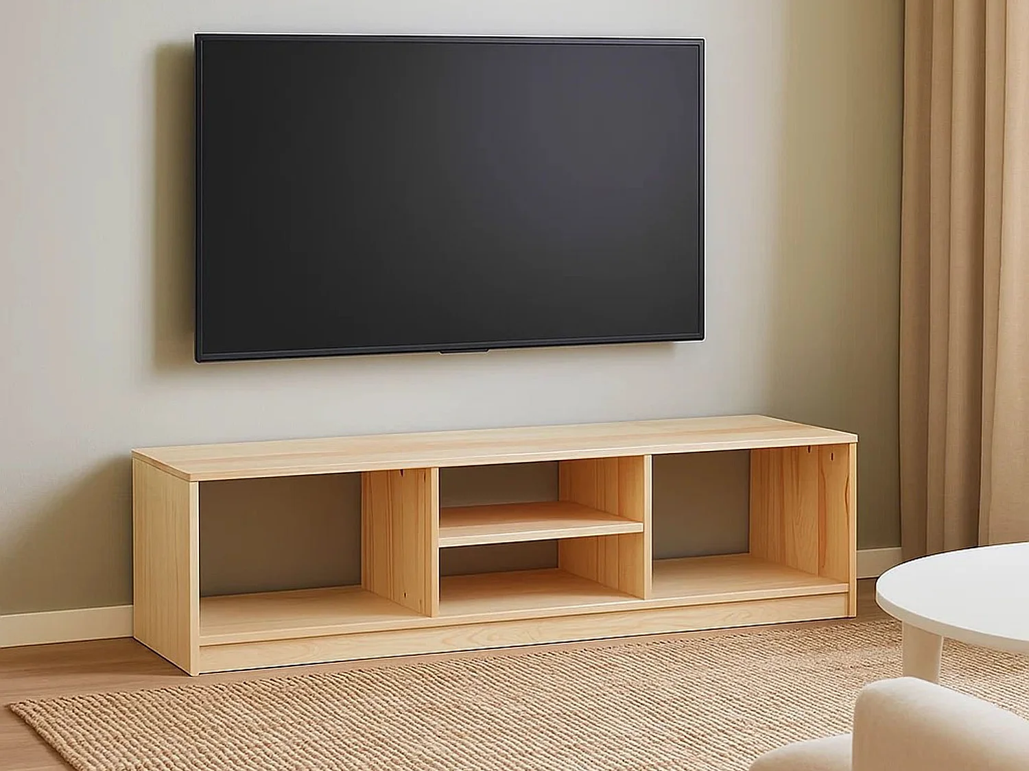 Stolik RTV 160 cm EKO drewniany, kolor sosnowy