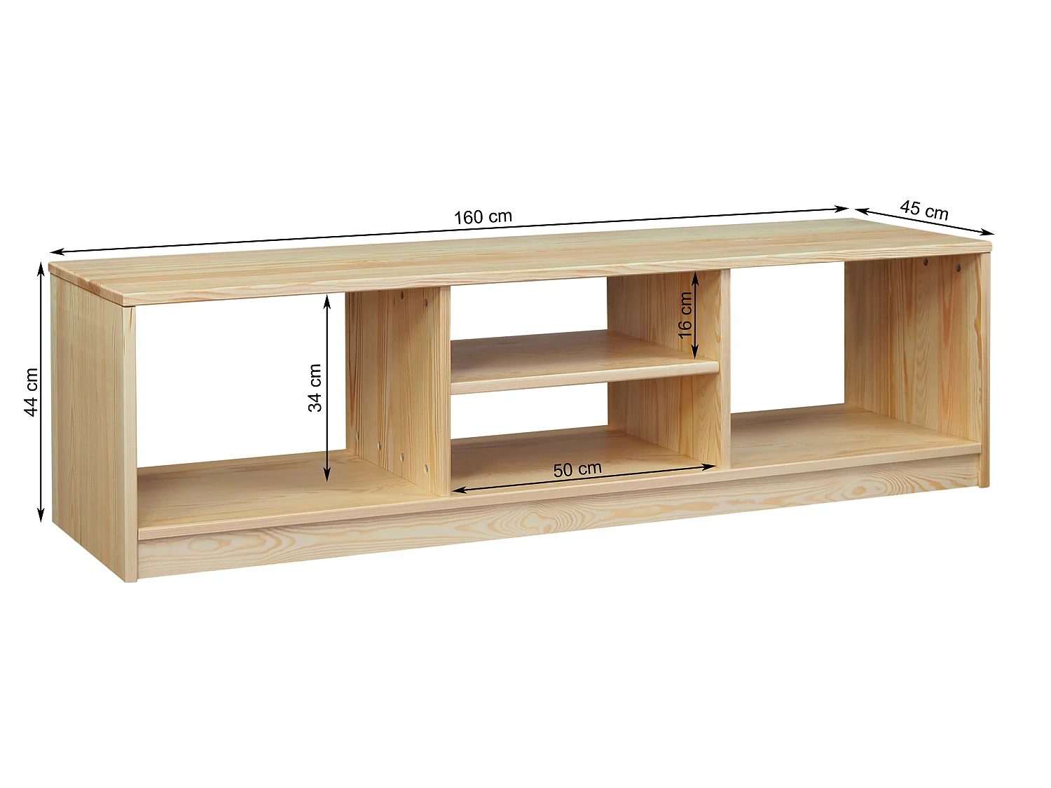 Stolik RTV 160 cm EKO drewniany, kolor sosnowy