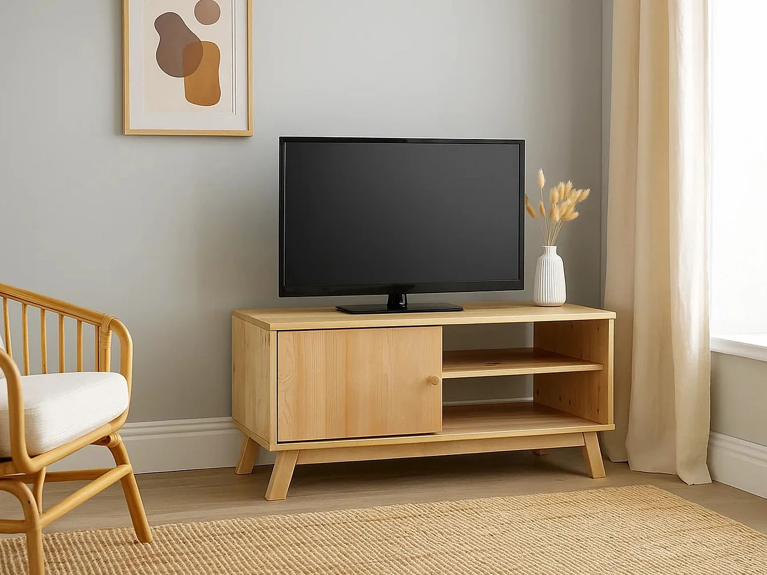 Armoire RTV en bois Oregon 109 cm, coloris chêne