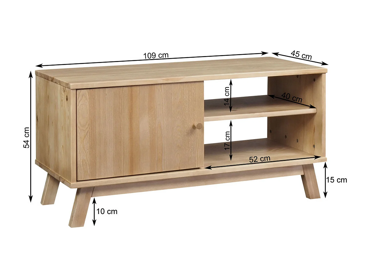 Oregon houten RTV kast 109 cm, kleur eiken