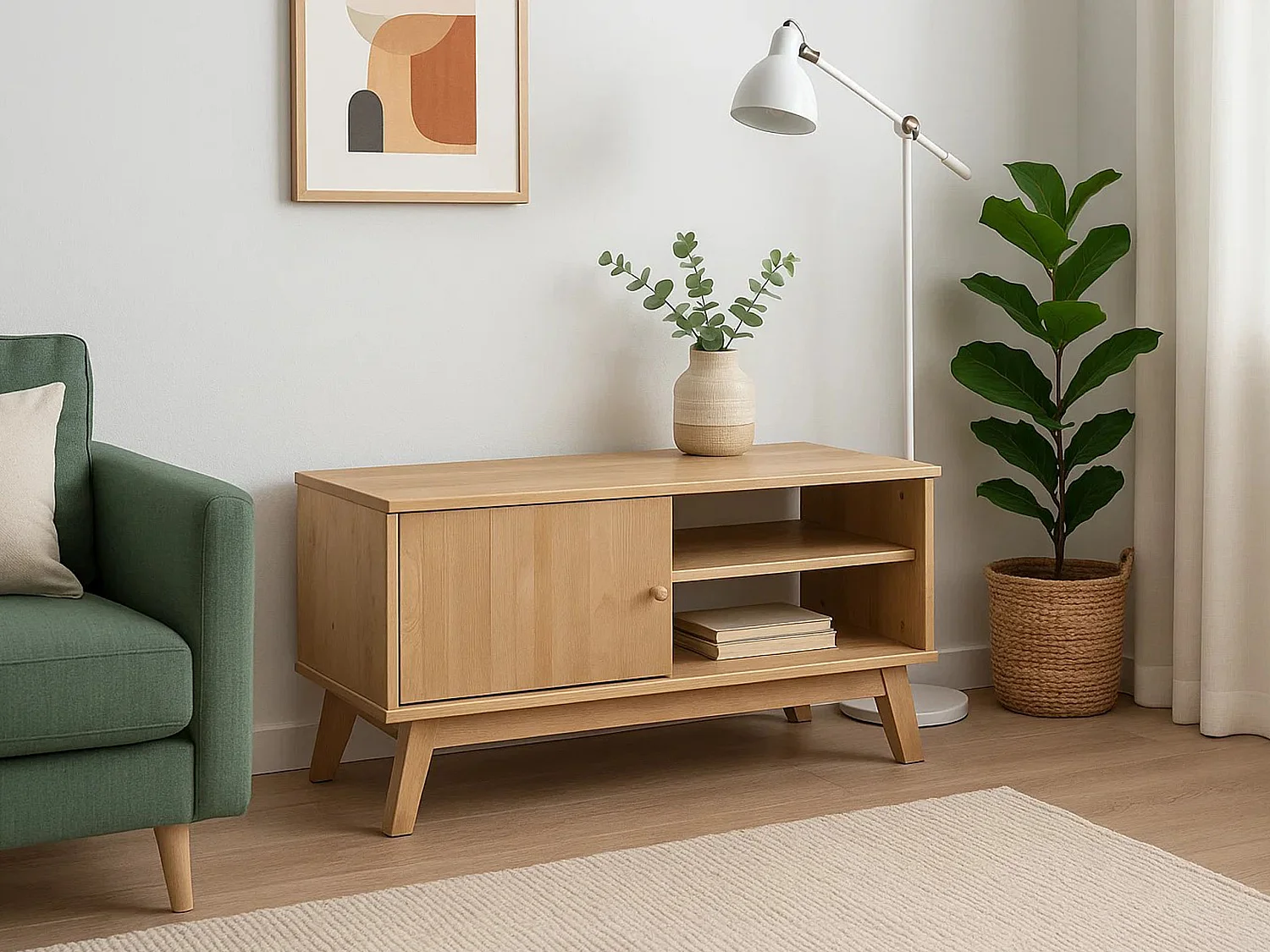 Armoire RTV en bois Oregon 109 cm, coloris chêne