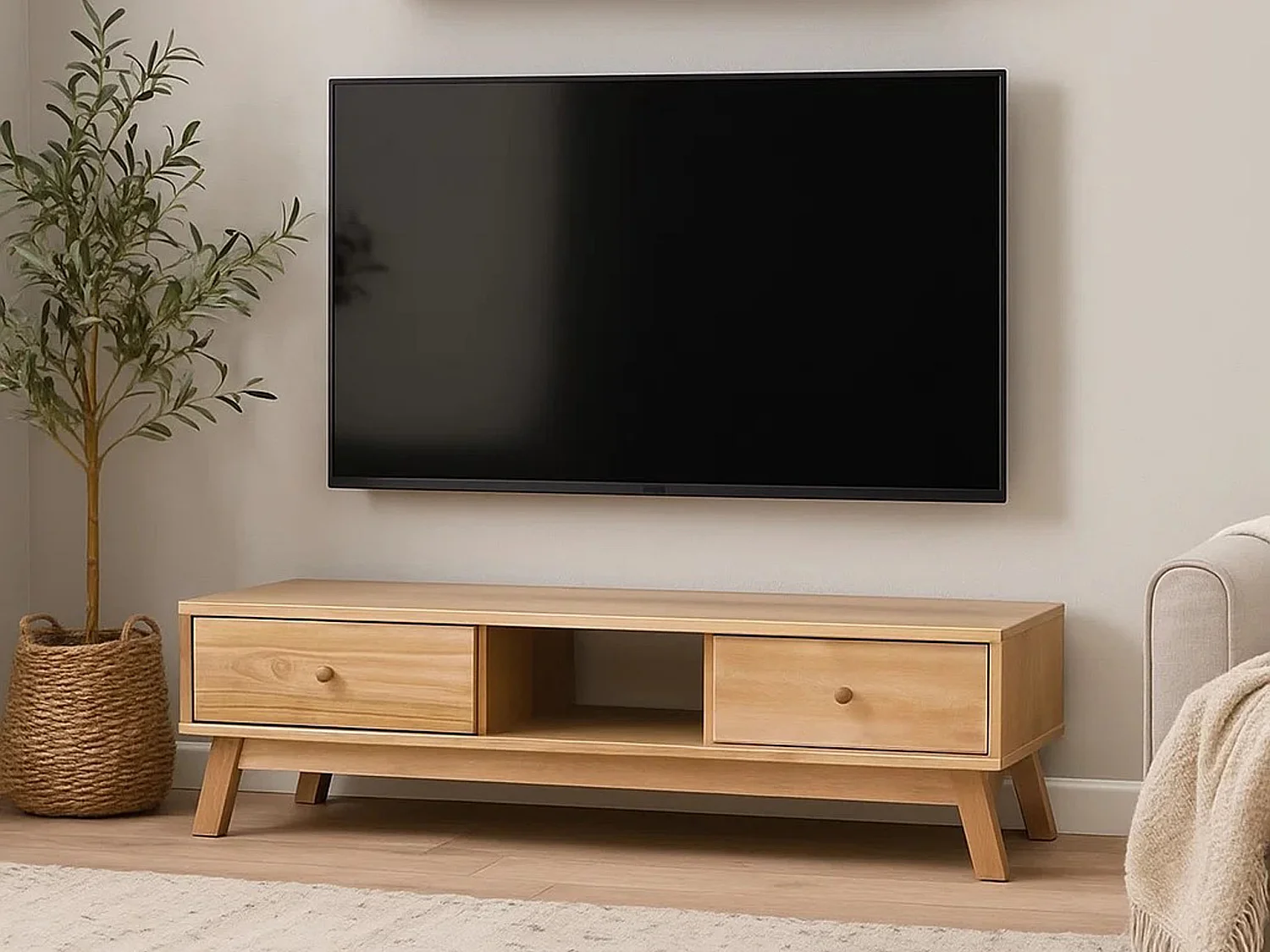 Szafka RTV 160 cm drewniana Oregon wood, kolor dębowy