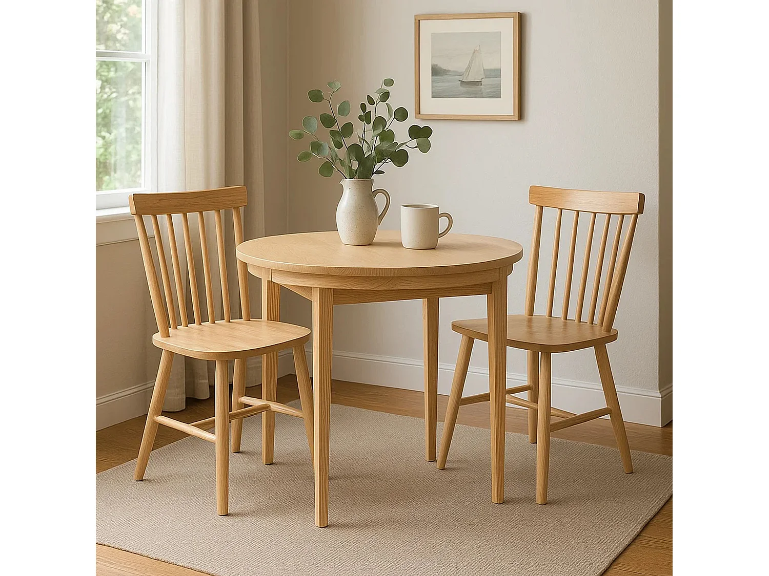 Table ronde 100 cm Bord en bois, couleur pin