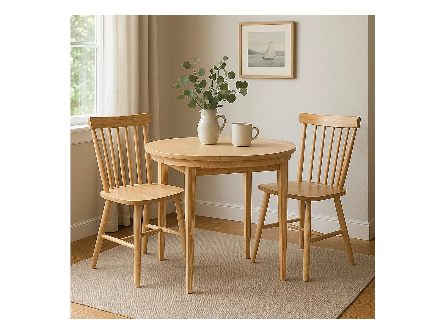 Runder Tisch 100 cm Bord aus Holz, Farbe Kiefer