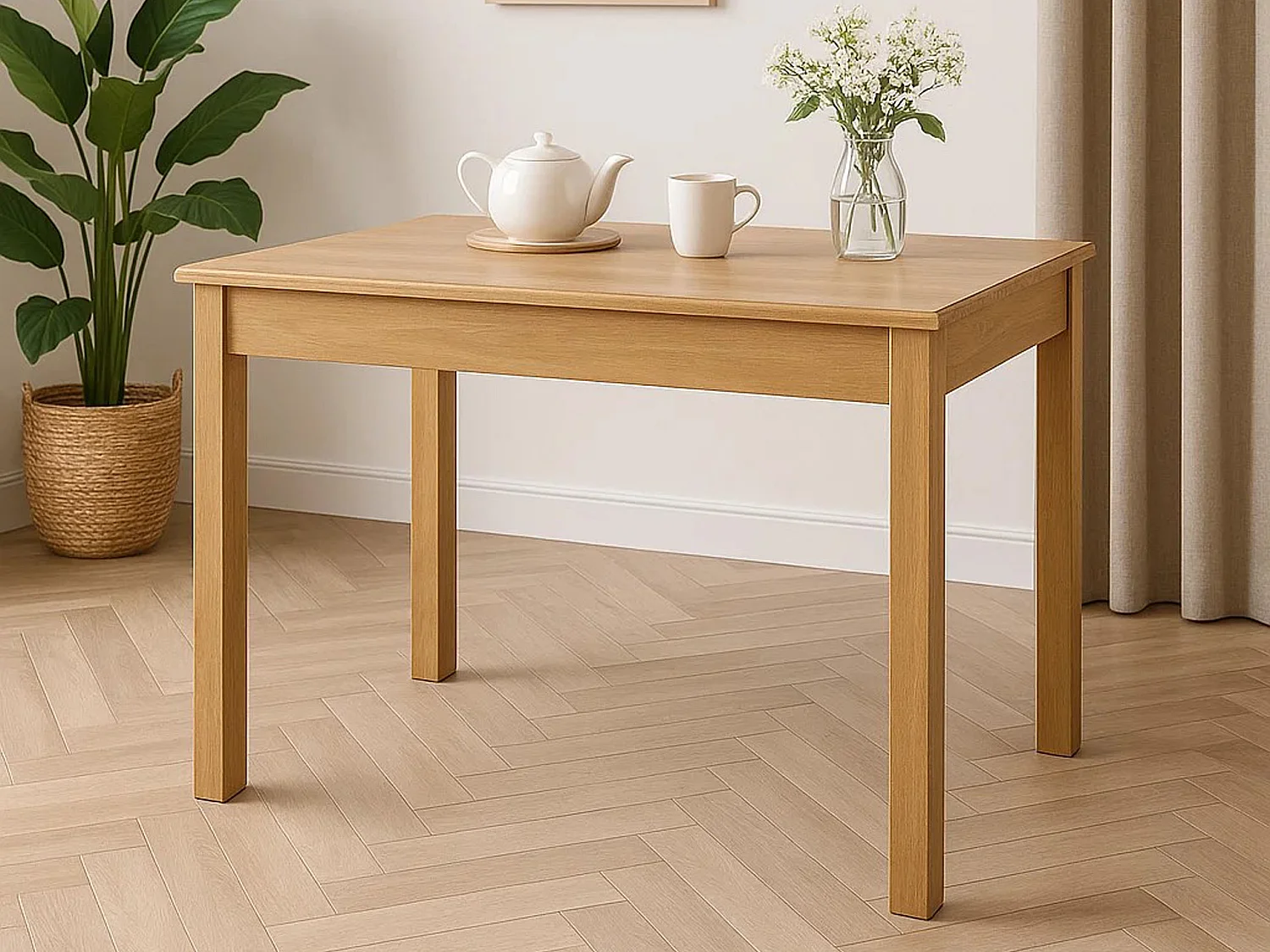 Houten tafel 110x60 cm, kleur eiken