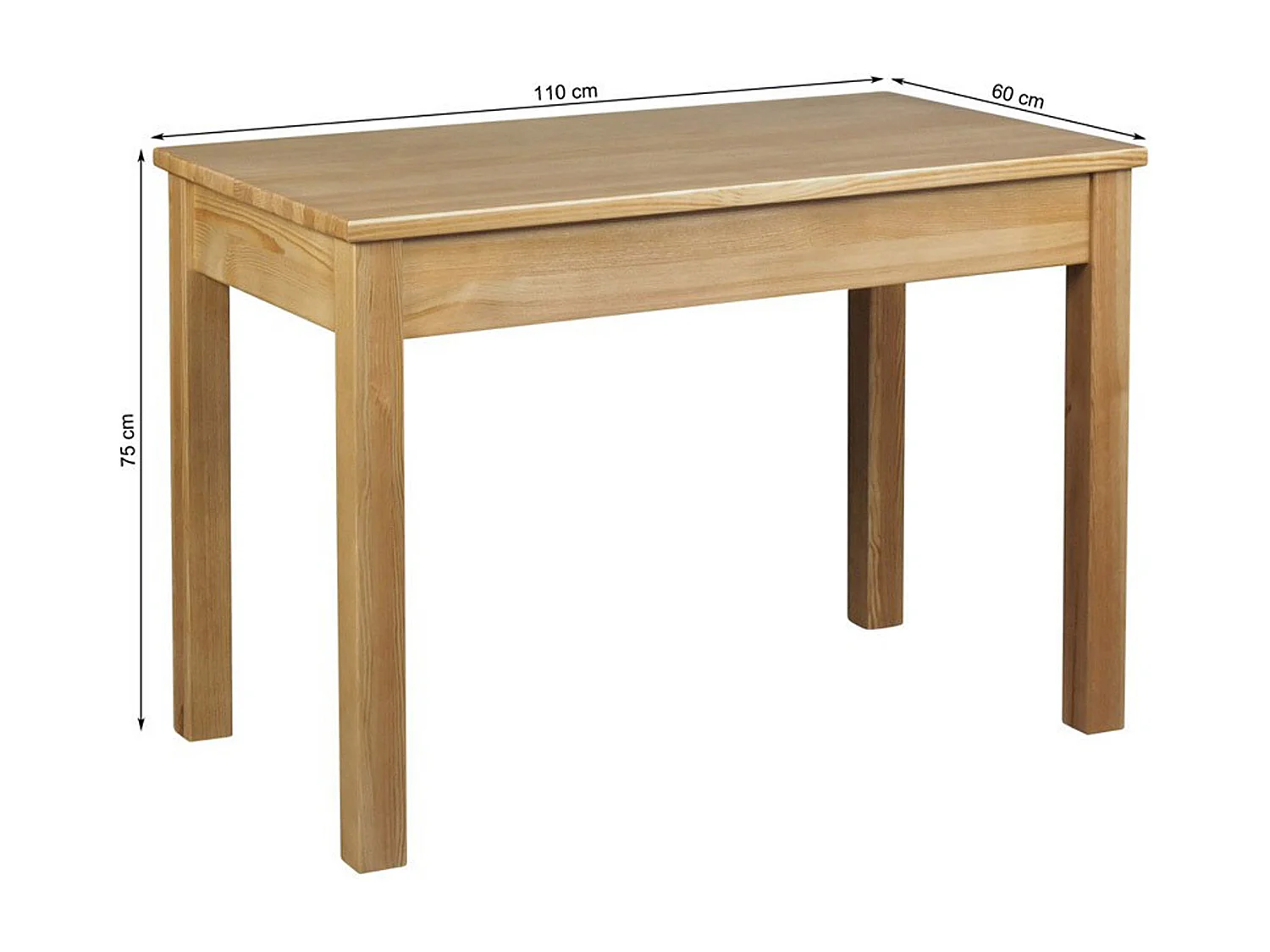 Houten tafel 110x60 cm, kleur eiken