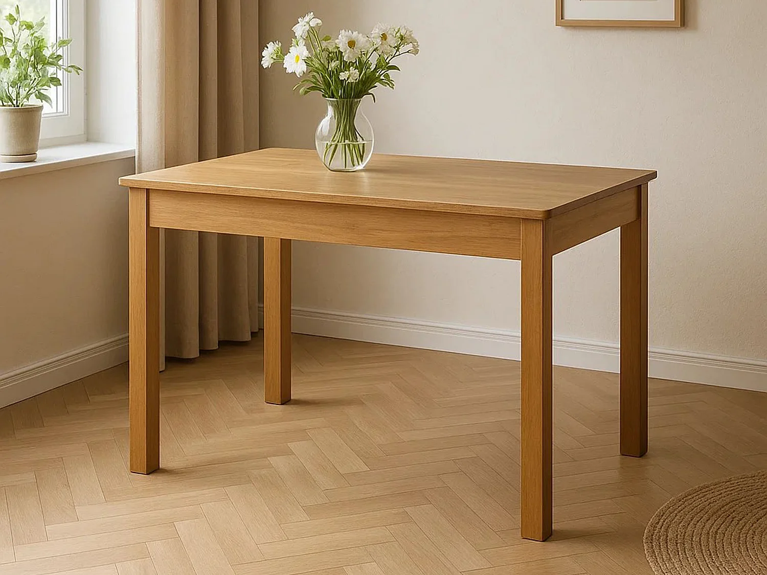 Houten tafel 110x60 cm, kleur eiken