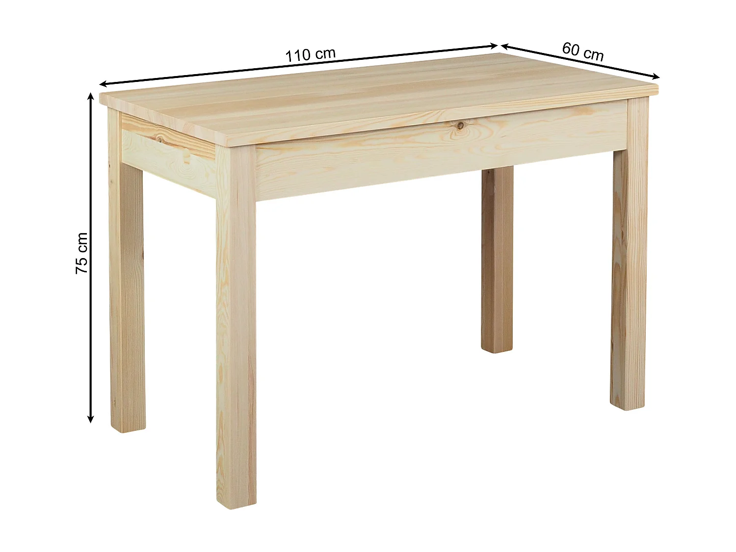 Table en bois 110x60 cm, couleur pin
