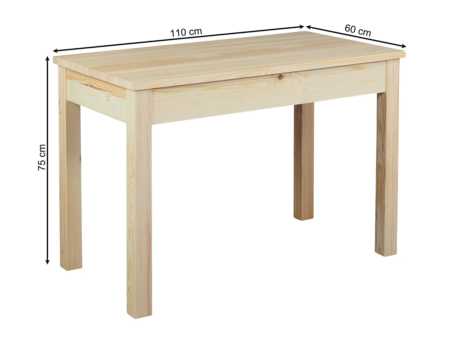 Holztisch 110x60 cm, Kiefer Farbe