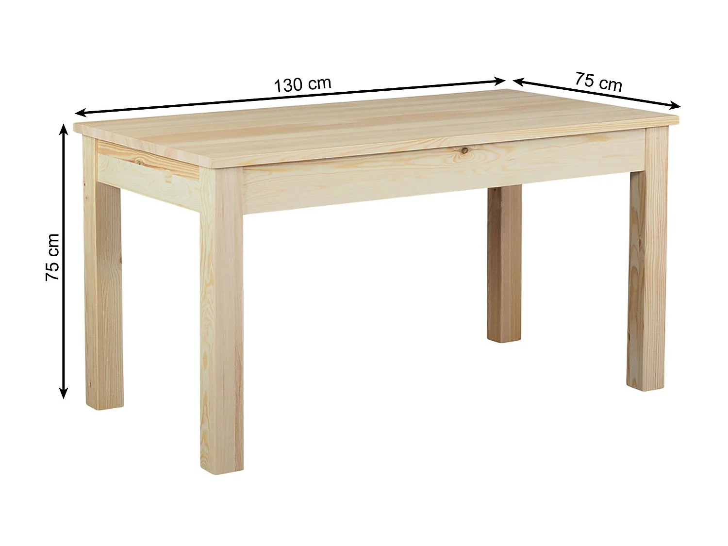 Stół 130x75 cm drewniany, kolor sosnowy