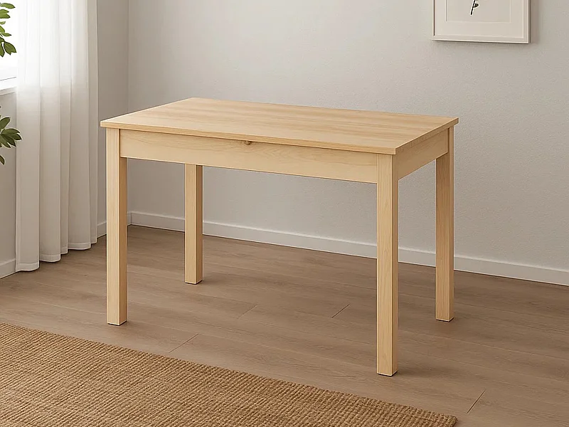 Table en bois 130x75 cm, couleur pin