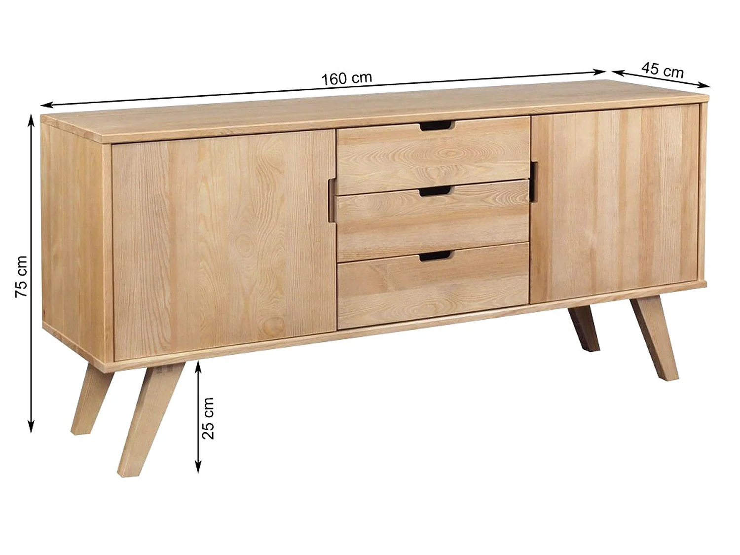 Houten ladekast 160 cm Malmo II, kleur eiken