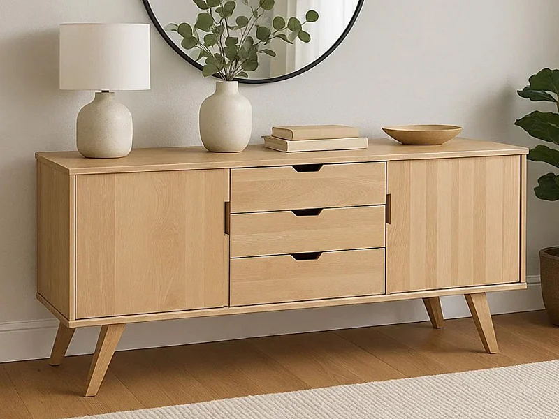 Houten ladekast 160 cm Malmo II, kleur eiken