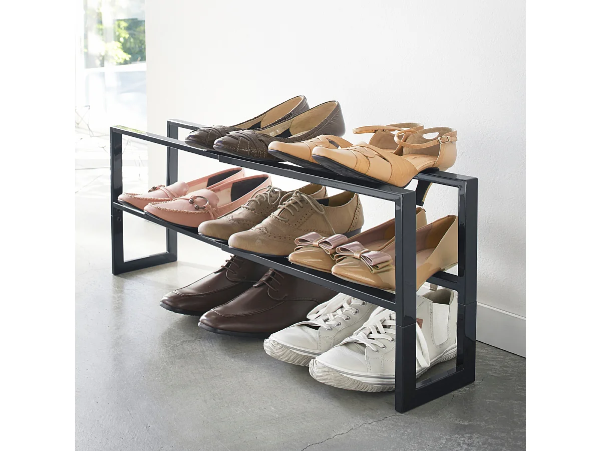 Meuble à chaussures extensible à 2 niveaux en métal noir L38 cm - LINE