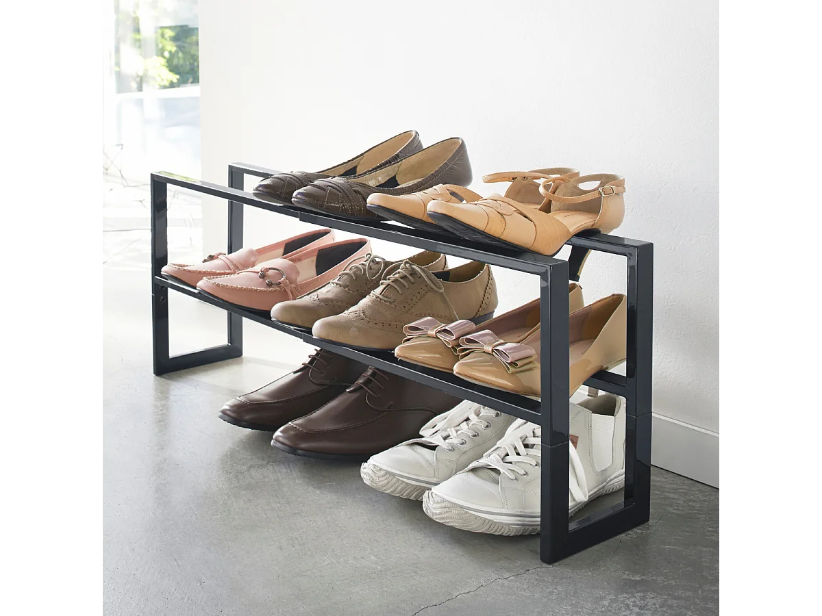 Meuble à chaussures extensible à 2 niveaux en métal noir L38 cm - LINE