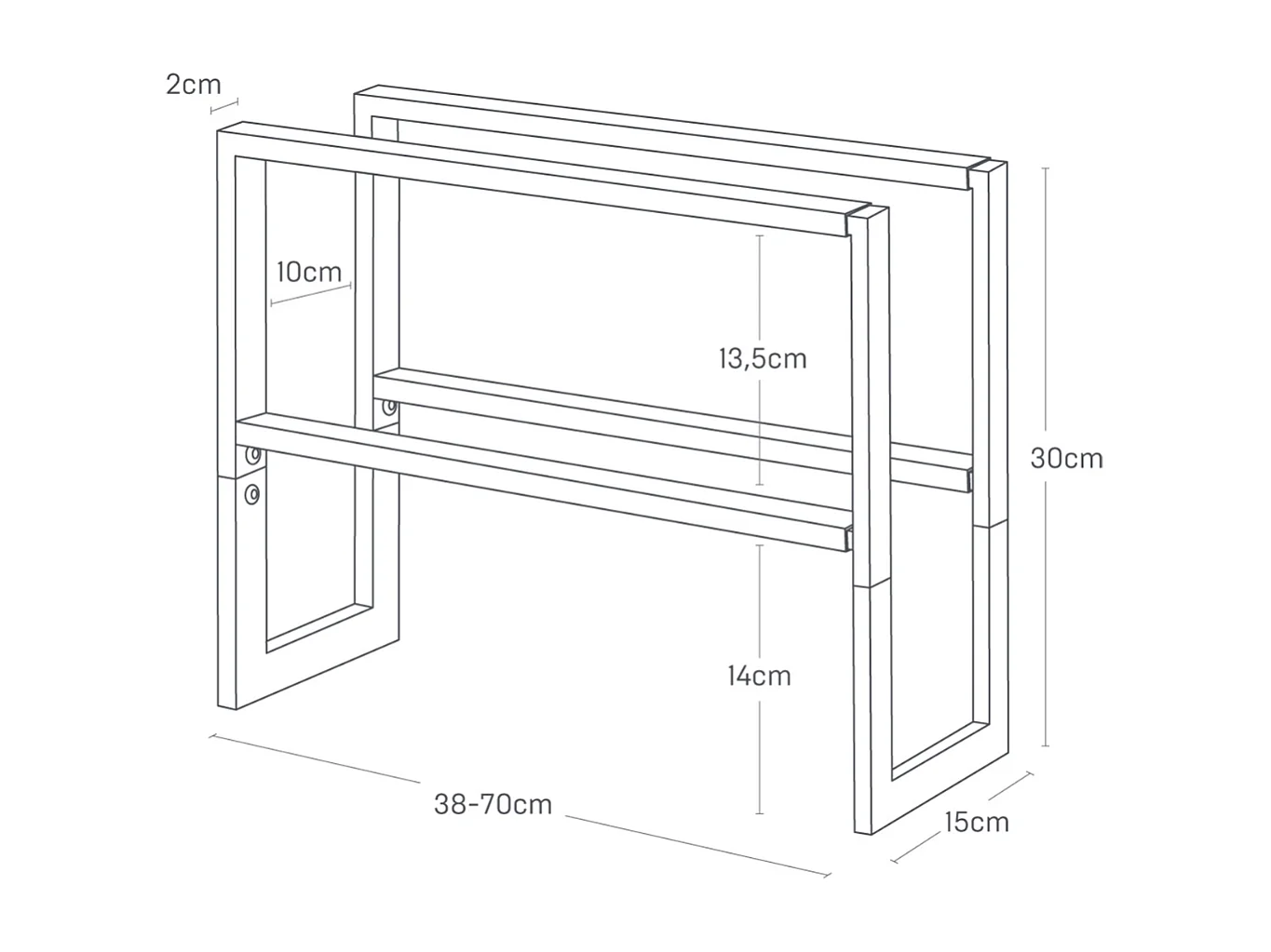 Meuble à chaussures extensible à 2 niveaux en métal noir L38 cm - LINE
