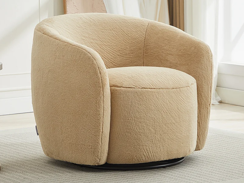 Poltrona giratória em pele sintética taupe VEREIDE