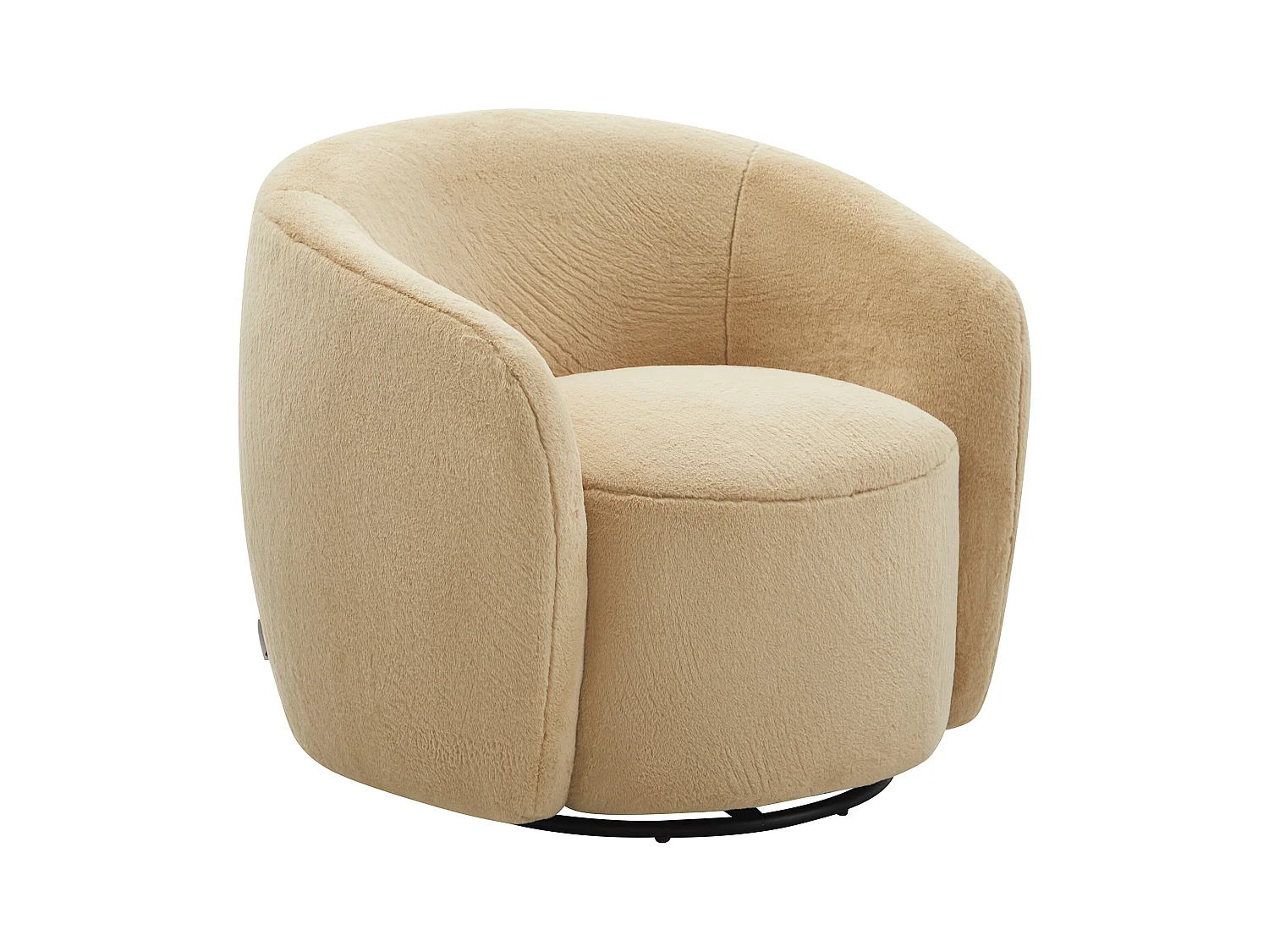 Fauteuil pivotant en fausse fourrure beige VEREIDE