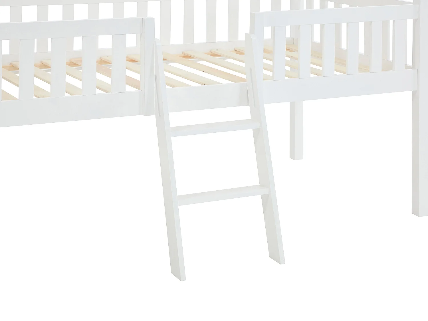 Lit cabane mi-hauteur 90 x 190 cm - Pin - Blanc - NALENY
