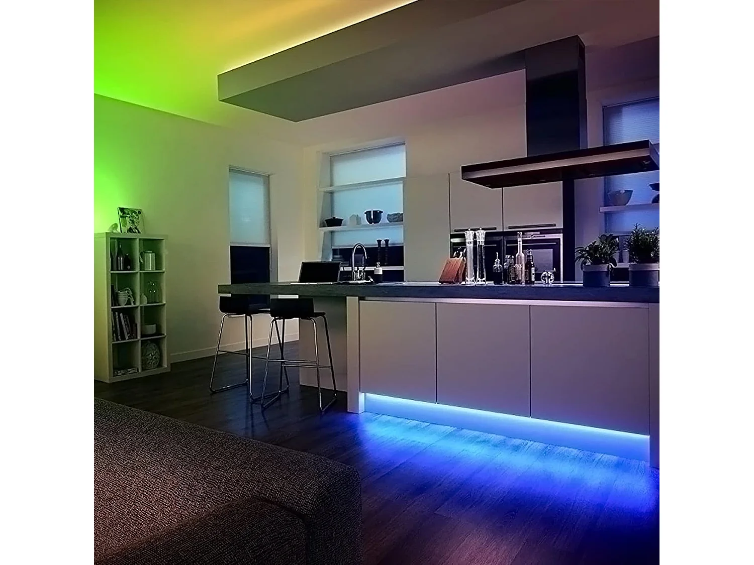 Ruban LED 5M, LED chambre RGB Lumineuse Flexible, Bande LED Lumière LED multicolore avec Télécommande pour Chambre, Cuisine, TV, Fête