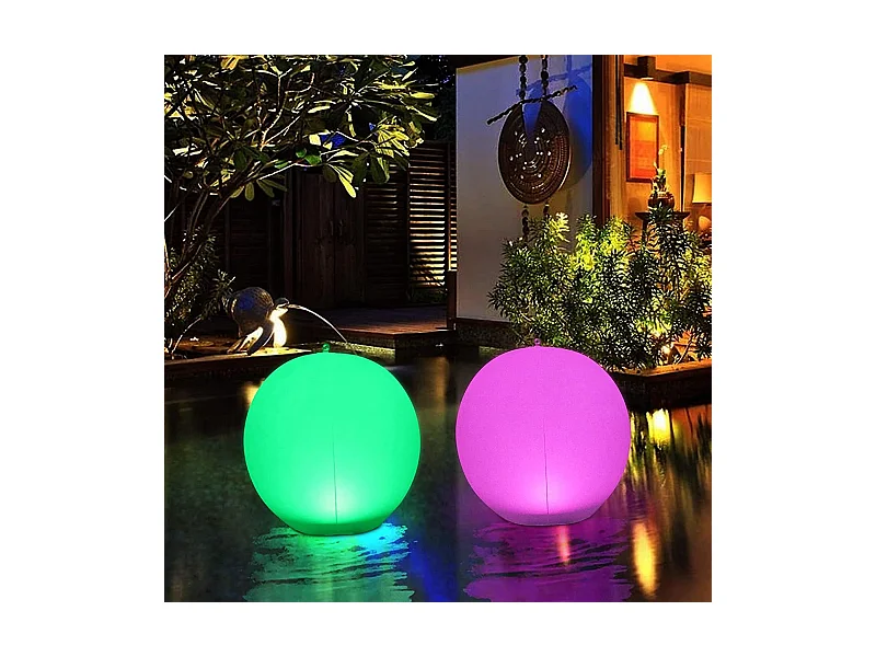 Boule Solaire Flottante LED Étanche IP67 34cm - 4 Modes de Couleur, Lumière d'Extérieur pour Pelouse (Lot de 2)