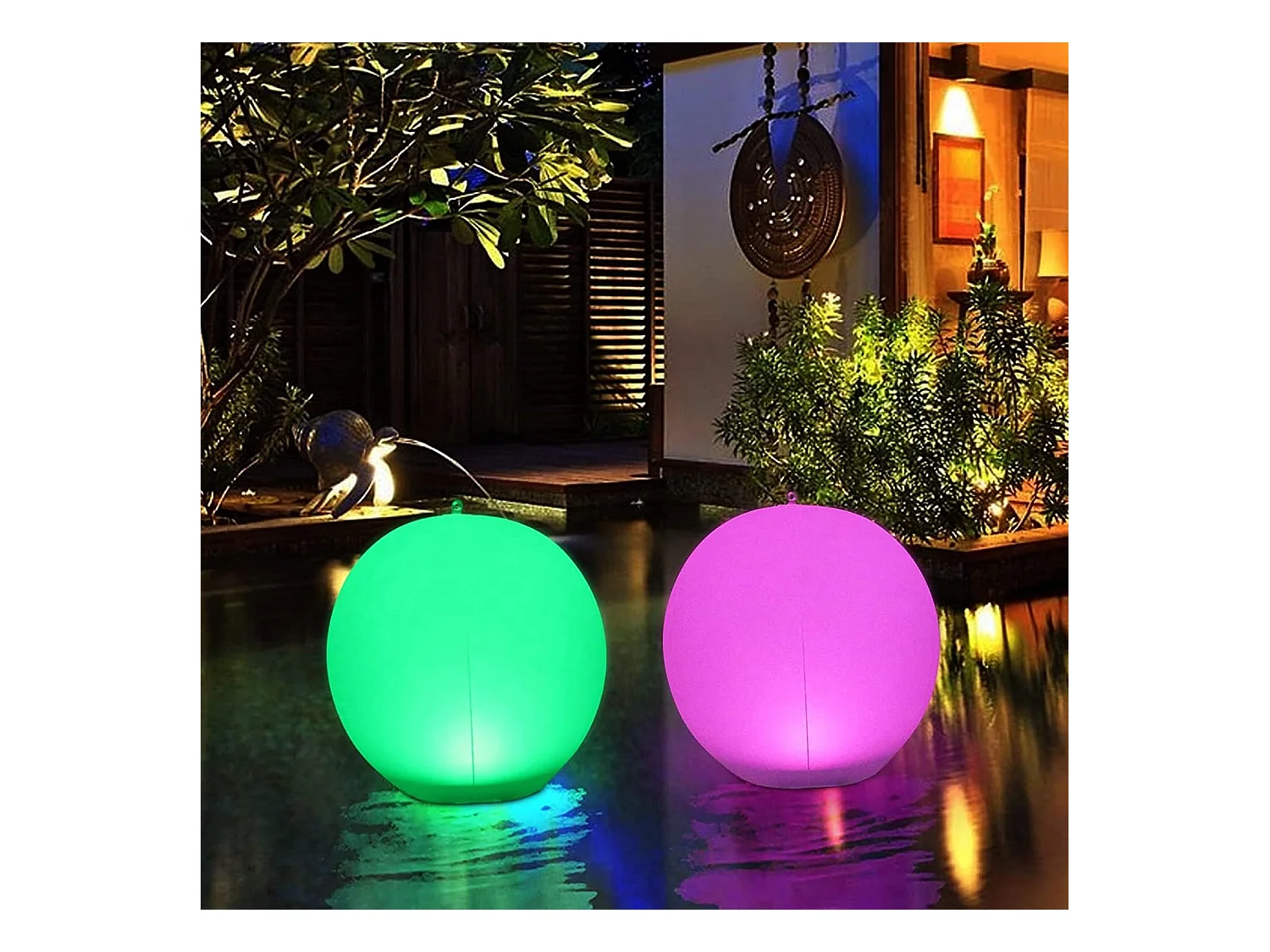 Boule Solaire Flottante LED Étanche IP67 34cm - 4 Modes de Couleur, Lumière d'Extérieur pour Pelouse (Lot de 2)