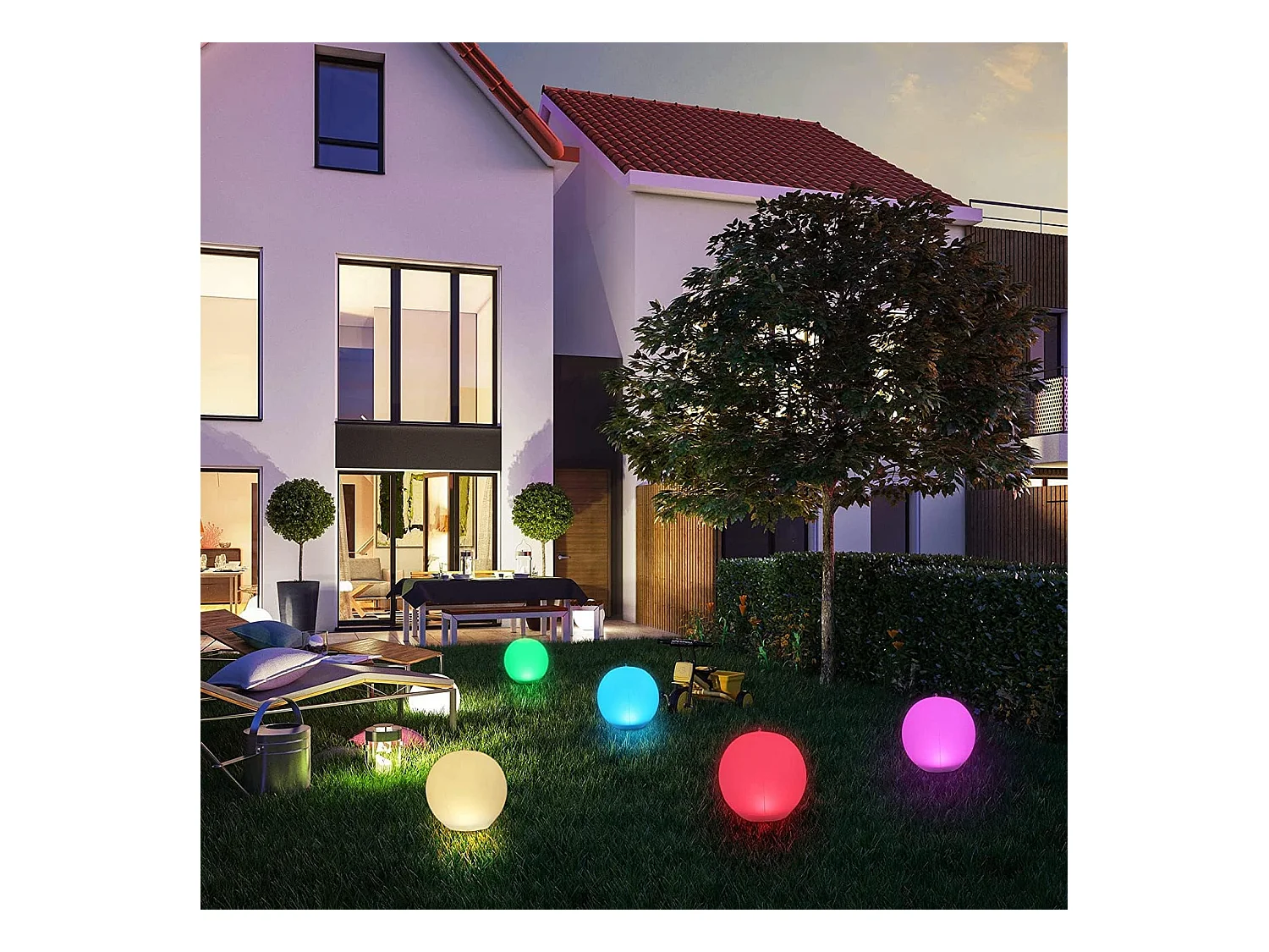 Boule Solaire Flottante LED Étanche IP67 34cm - 4 Modes de Couleur, Lumière d'Extérieur pour Pelouse (Lot de 2)