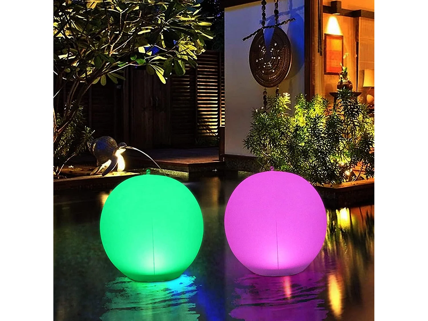 Boule Solaire Flottante LED Étanche IP67 34cm - 4 Modes de Couleur, Lumière d'Extérieur pour Pelouse (Lot de 2)