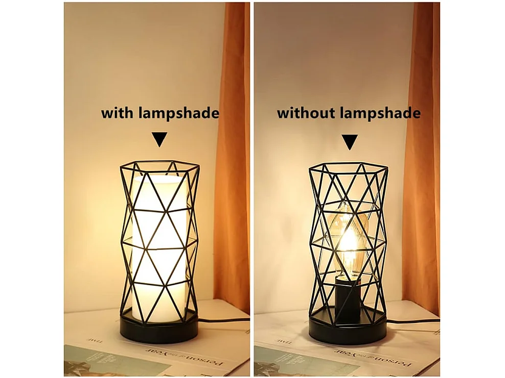 Lampe de Table, Lampe de Chevet Vintage, Lampe de Bureau pour Cadeau de fête Chambre Jardin Intérieur, avec Prise et Interrupteur, Ampoule E27 Non Incluse