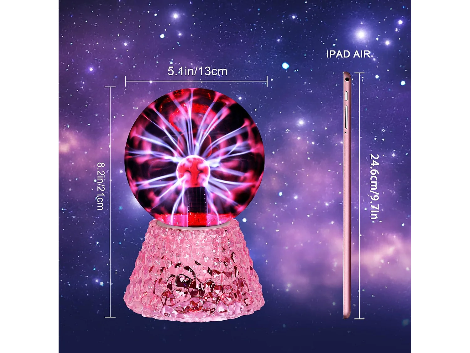 Lampe à Plasma Interactive 5’’ avec Sensibilité Sonore et Tactile - Idéale Décoration Noël, Cadeau Enfant et Veilleuse Éclair Flash