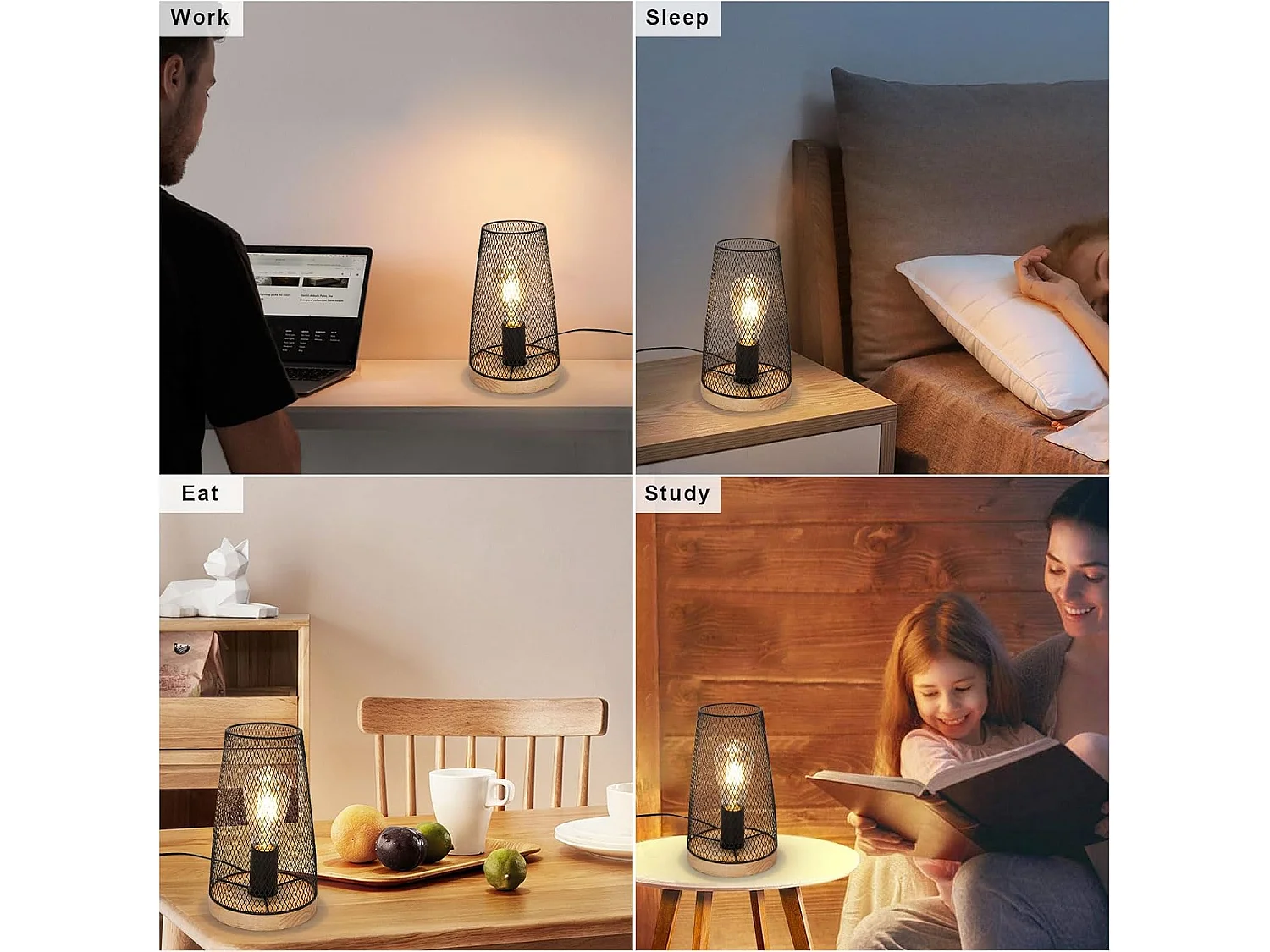 Lampe à Poser Vintage en Métal Noir - Éclairage de Salon et Chevet E27 pour Maison et Restaurant