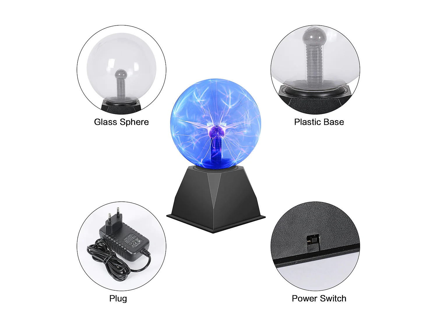 Boule de Plasma Magique, Lampe Sensible au Toucher, Cadeau de Noël pour Enfants