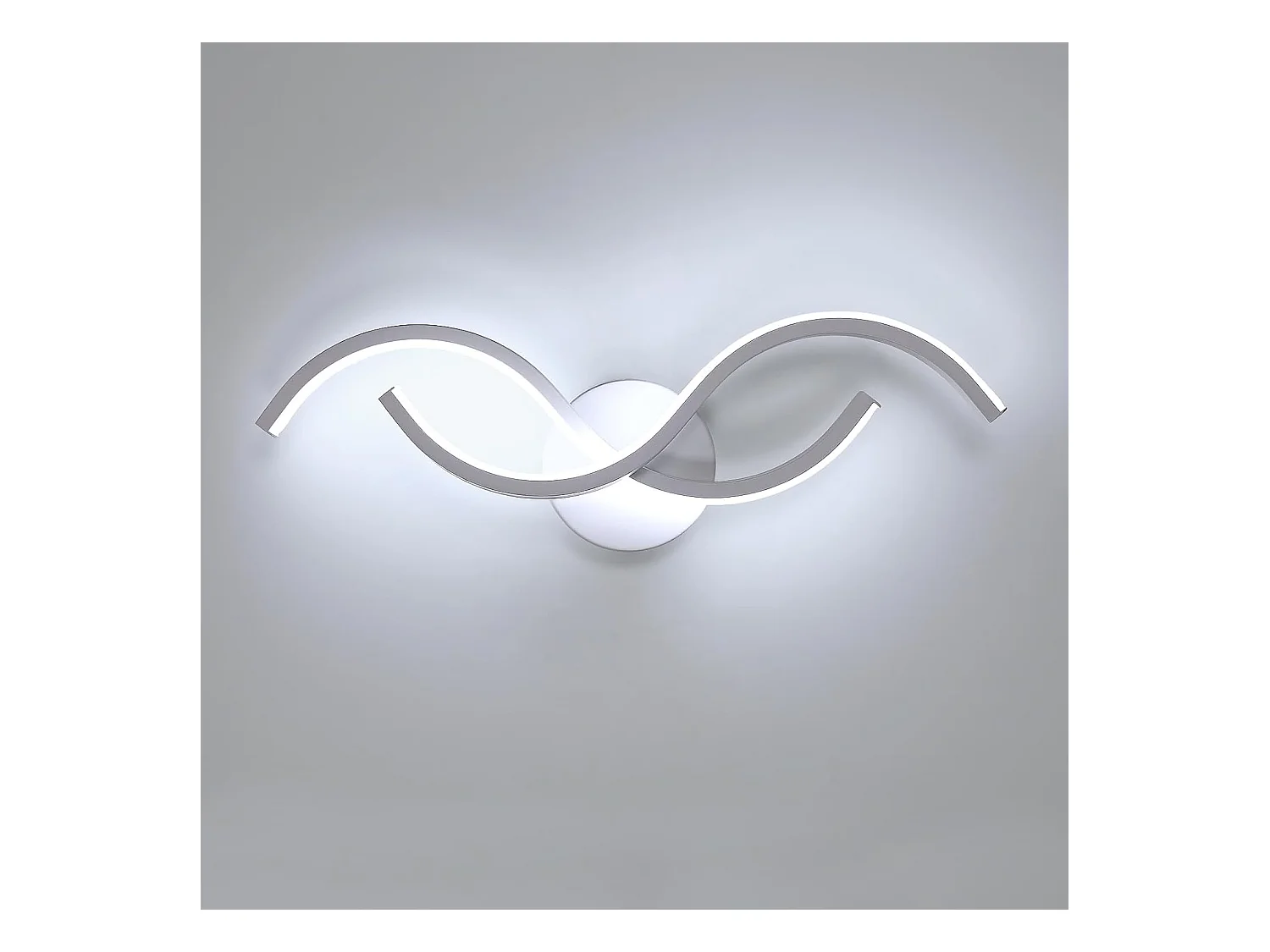 Applique Murale Intérieure, LED Lampe Murale Design Incurvée 15W 1687LM, Éclairage Acrylique Luminaire Mural pour Salon Couloir,Blanc Froid 6500K, 41cm