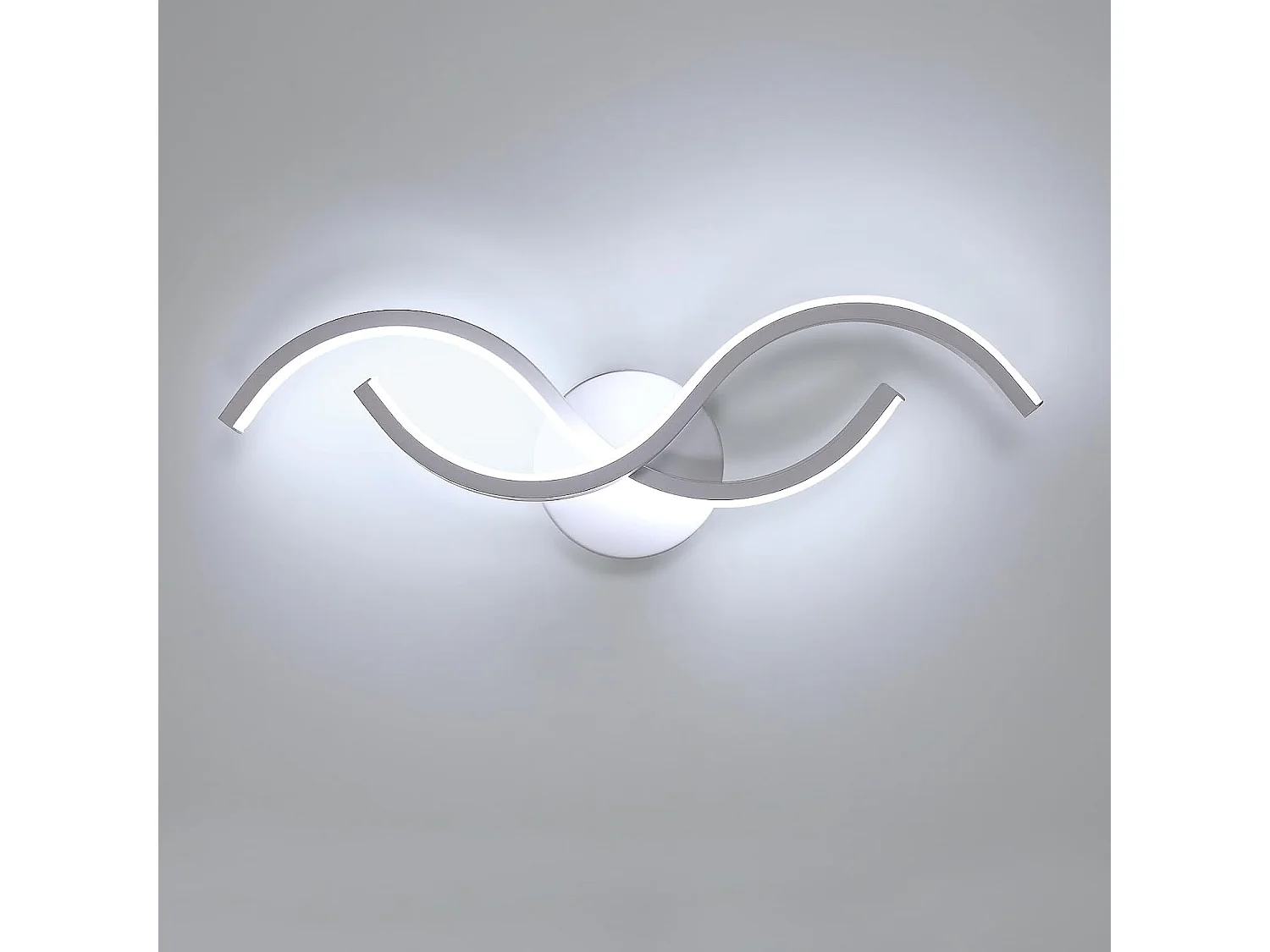 Applique Murale Intérieure, LED Lampe Murale Design Incurvée 15W 1687LM, Éclairage Acrylique Luminaire Mural pour Salon Couloir,Blanc Froid 6500K, 41cm