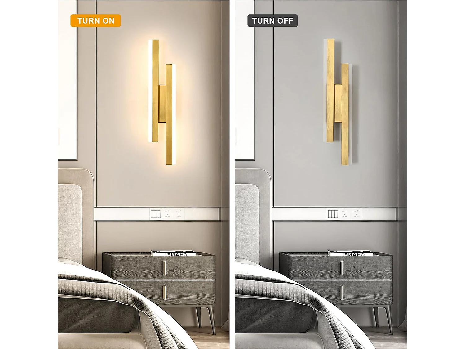 Applique Murale LED Moderne, 16 W Or 3 Températures de Couleur Elegante Applique Murale Led Interieur, 3000K/4500K/6500K Lampe Murale LED Pour Chambre, Salon