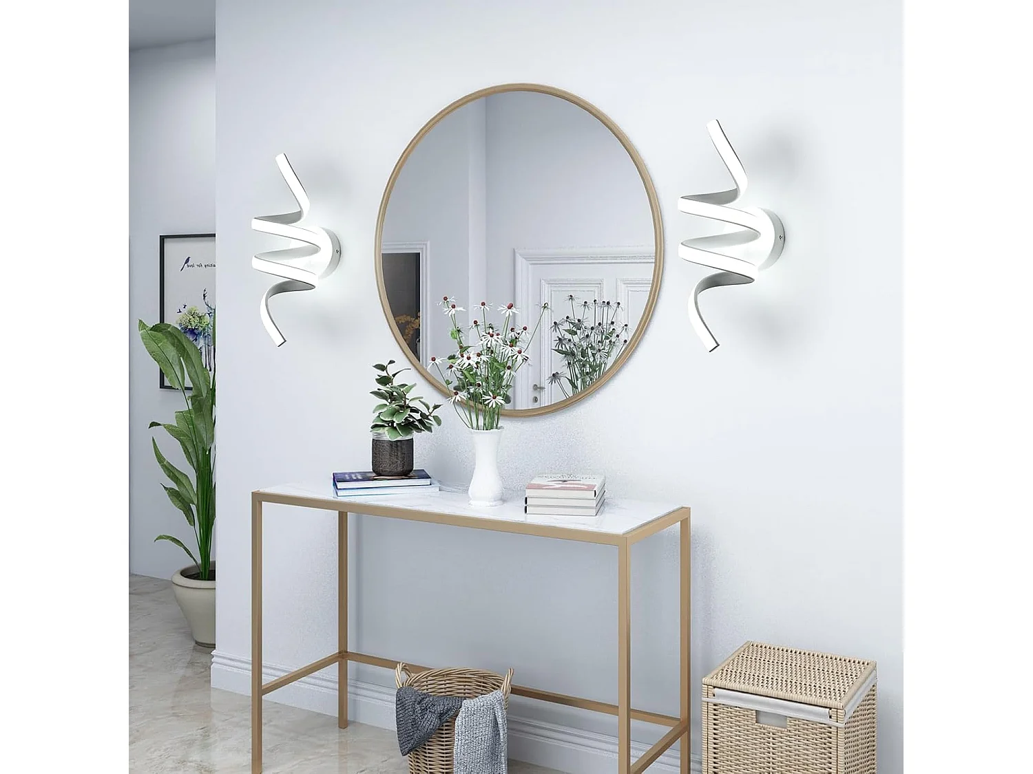 Applique Murale Intérieure LED, 24W Lampe Murale LED Creative Incurvée Design, Éclairage Luminaire Mural pour Salon Chambre Couloir,6500K Lumière Blanche Froide